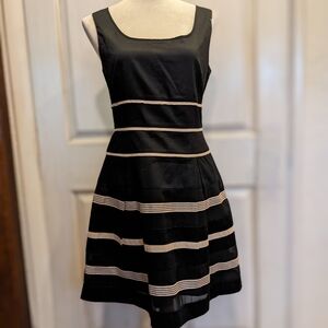 Elegant Black and Cream Striped Dress